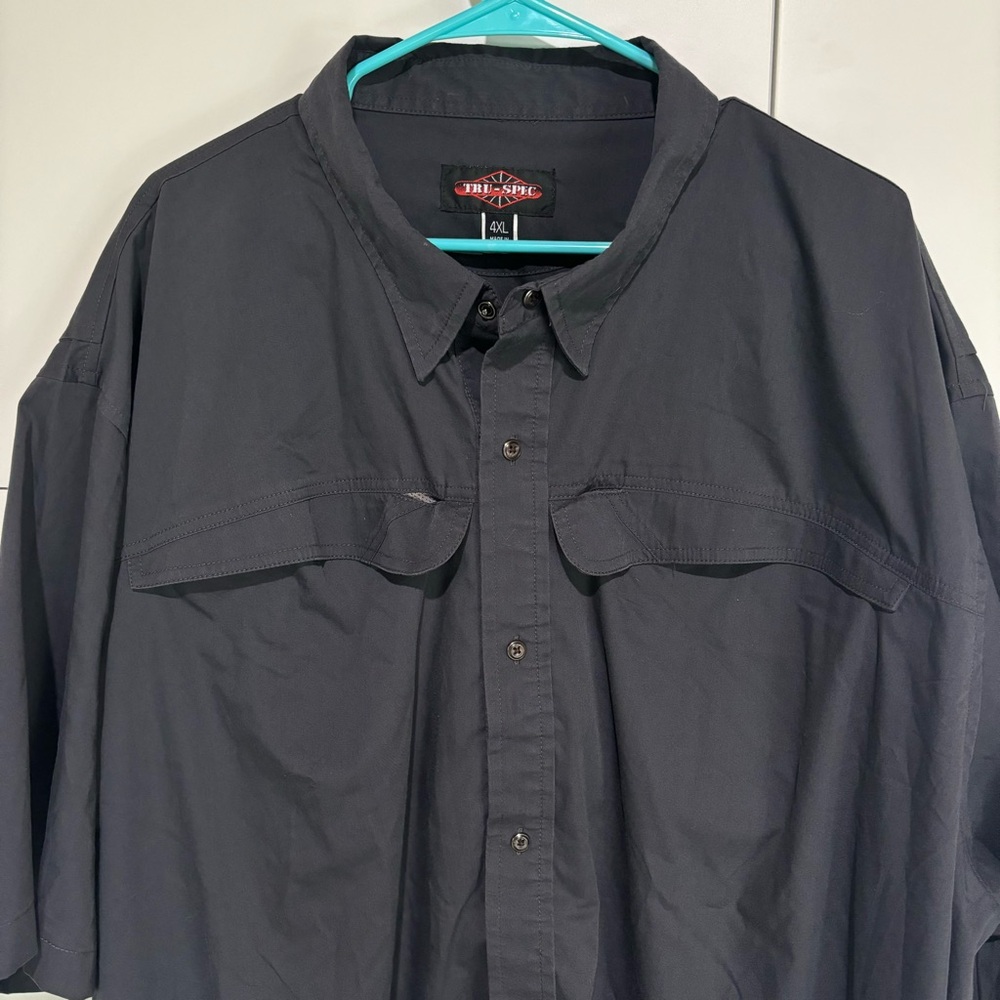 Tru-Spec Mens Tactical Shirt 4XL Short Sleeve Military Gray Button Up Pockets
